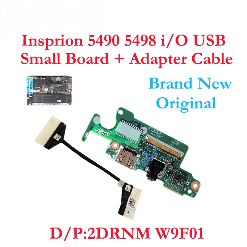 Brand New Original i/O USB Small Board and Adapter Cable Card Reader for Dell Insprion 5490 5498 5590 5598 2DRNM W9F01