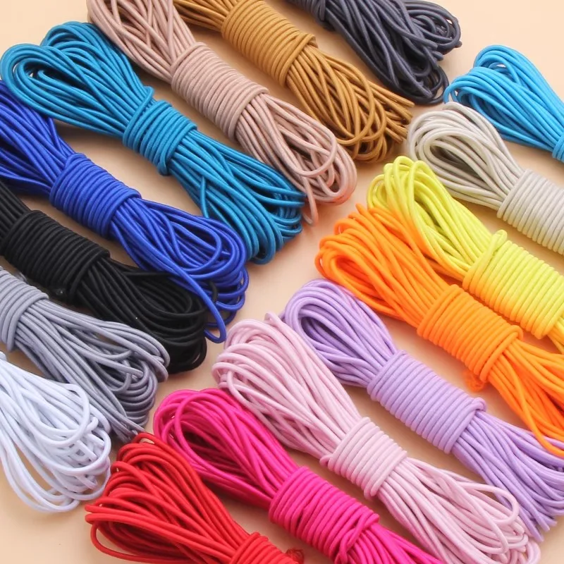 

5/10/20/30/40/50M 4mm Elastic Bands Adapter HairBand Stretch Rubber Rope By Meters Apparel Belt Bungee Cord Sewing Supplies