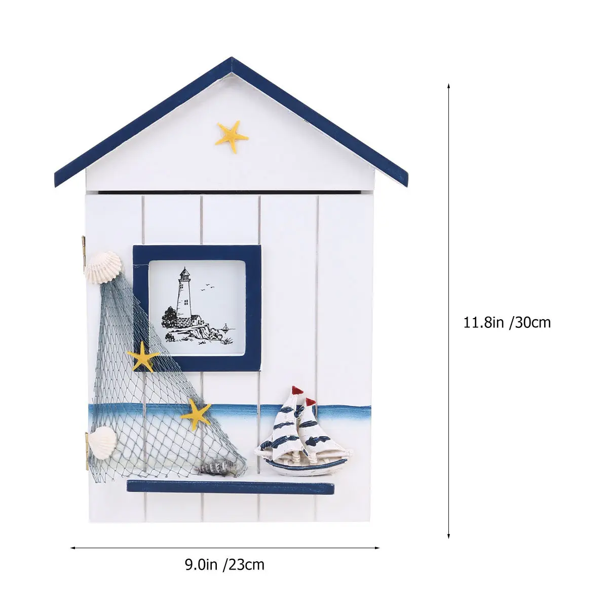 1Pcs Wooden Key Storage Box Wall Mount Keys Holder Mediterranean Style Mini Home Organizer Keys Box Key Organizer Case