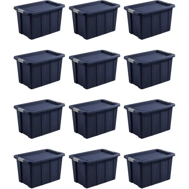 Sterilite Tuff1 12PCS 30 Gallon Plastic Storage Stackable Container Bins Set with Secure Latching Lid