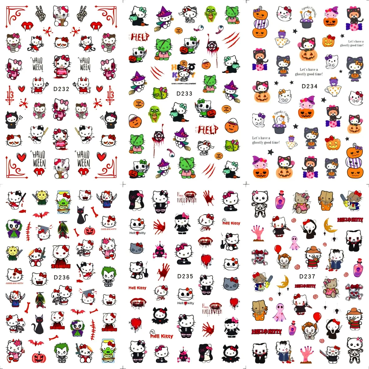 6 Stück Cartoon Hello Kitty Nagelaufkleber 3D Sanrio Nagelkunst-Dekoration Anime-Aufkleber für Nägel Niedliche Kuromi Press-On Nagelaufkleber – Detail 4