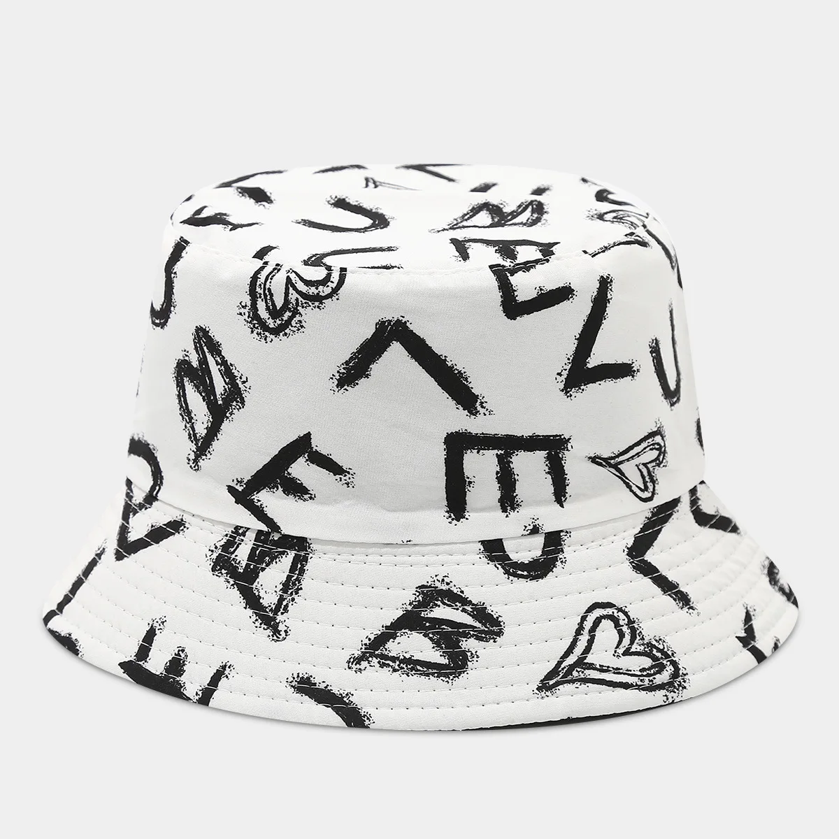Women's Foldable Hip Hop Bucket Hat Wide Brim Sunshade Spring Summer Outdoor Sun Protection Hat with Letter Pattern Kpop