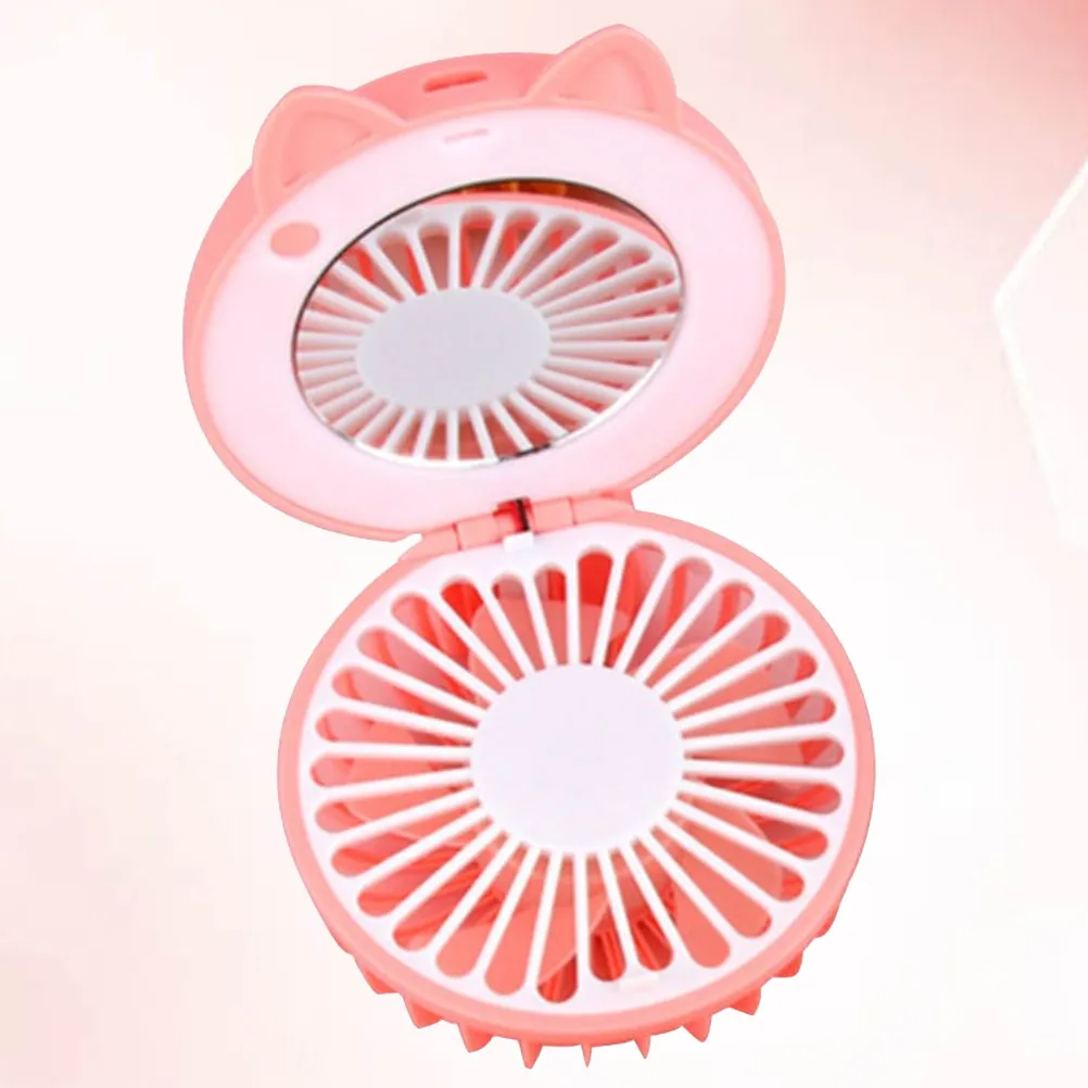 

USB Charging Pocket Mini Fan Pink Folding Quiet 3-Gear Adjustable Rechargeable Portable Cooling Fan for Office Home Makeup
