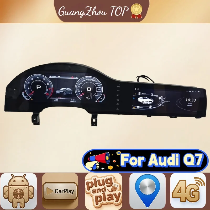 12.3 inch Dual Screen Android Car Multimedia radio Player GPS Navigation for Audi Q7 2006-2015 stereo AutoRadio Head Unit