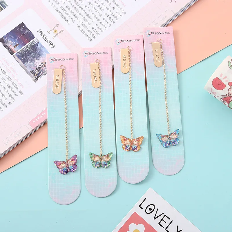 marcador de borboleta pingente clipe de papel criativo cute book marks escola e material de escritorio atacado 24 pcs por lote 01