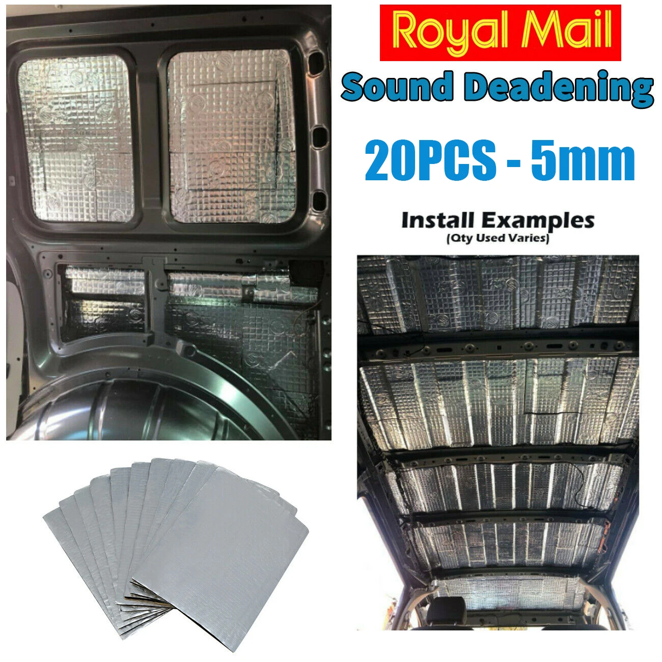 50pcs 5MM Aluminum Foil Car Sound Deadening Heat Insulation Cotton Mats Engine Bonnet Firewall Noise Proofing Deadener Pads