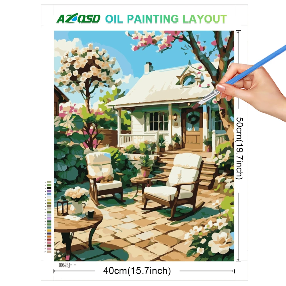 AZQSD Diy Paint By Numbers House Landscape Kits Picture Artcraft On Canvas Scenery Garden 40X50cm Frame Handpainted Gift