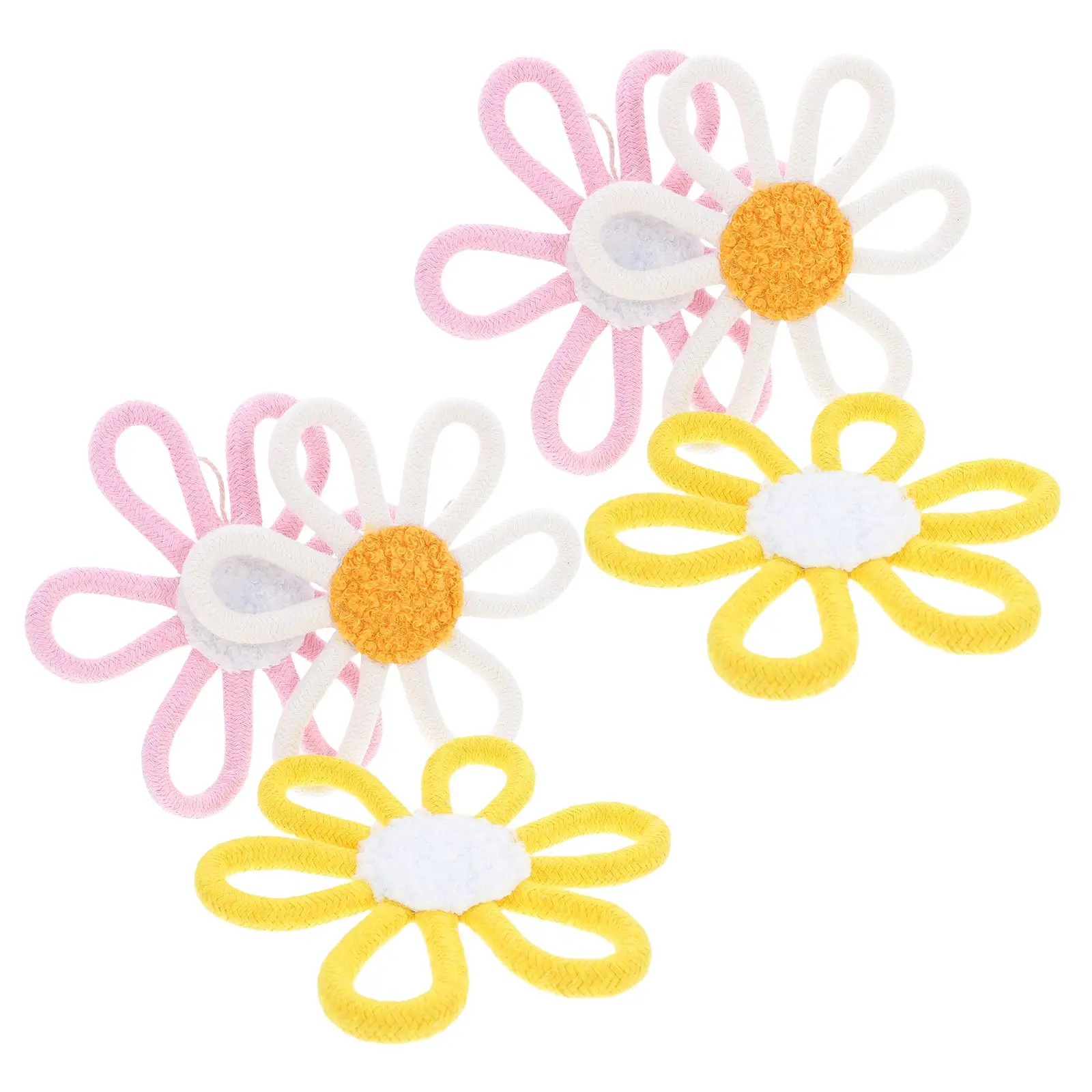 

6 Pcs Daisy Wall Decoration Room Flower Nursery Hanging Woven Kids Baby Girls Boho Bedroom Decorate