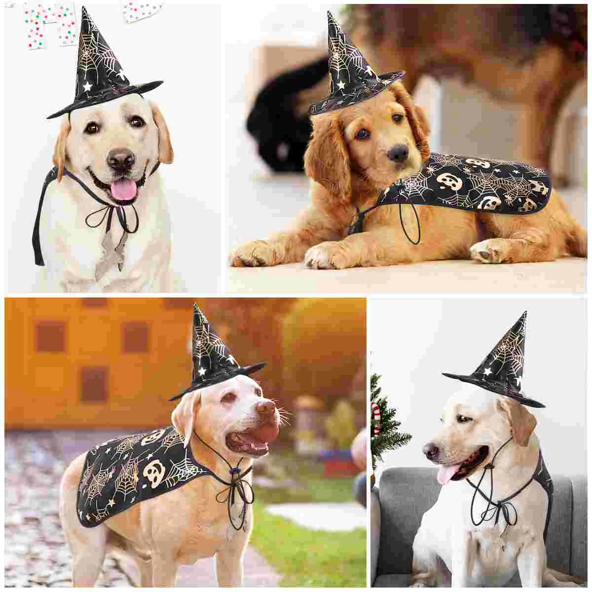 Performance Clothing Pet Dog Halloween Cape and Hat Set Cat Outfit Costumes Show