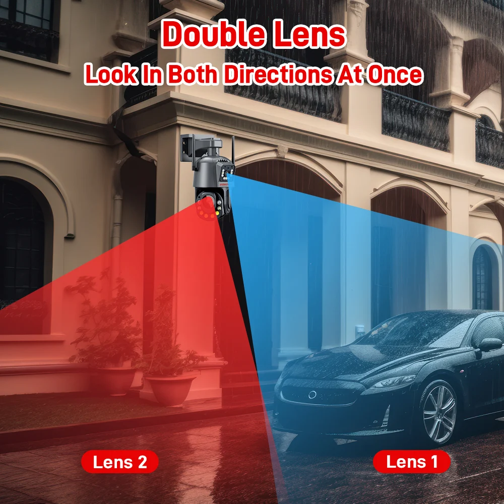 4G WIFI Surveillance Camera Dual Lens 6MP 60X Optical Zoom for Security Protection Human Detection Outdoor IPTV Security Camera