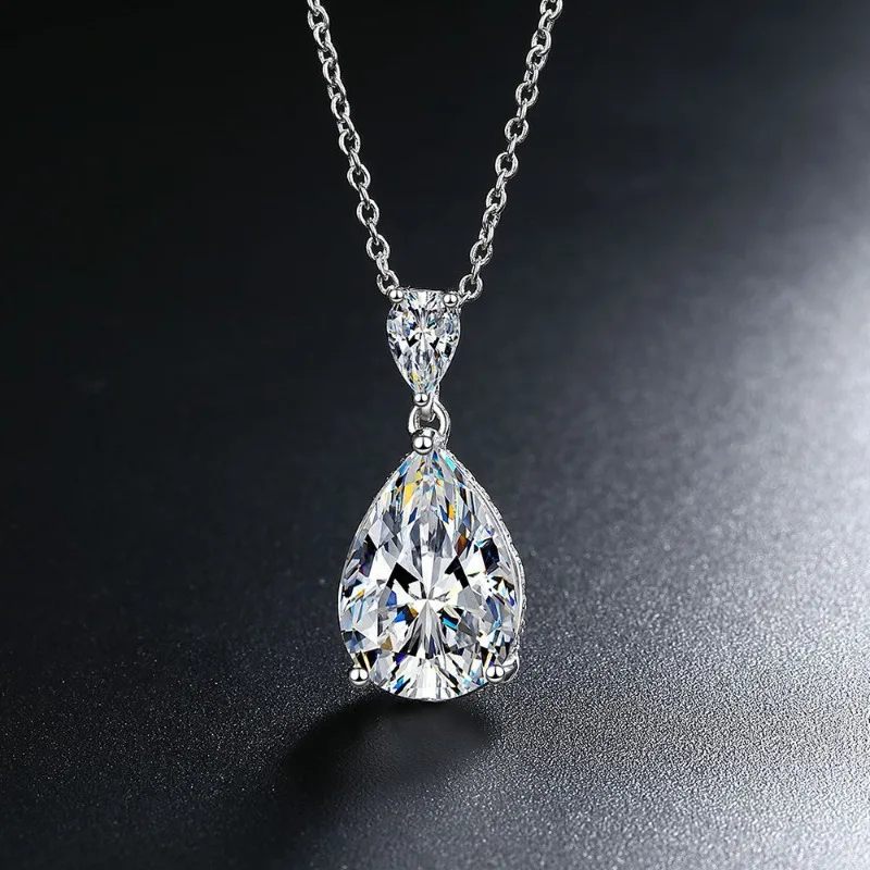 925 Sterling Silver 5A Zircon Necklaces Pendant for Women New Trendy Shine Geometric Collar Fashion Evening Party Jewelry Gifts