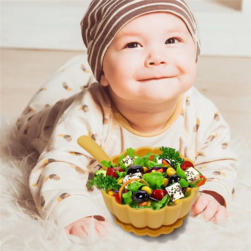 

RANA Cute Silicone Bowl Children's Supplementary Food Bowl -Free Waterproof Plate Lace Silicone Bowl