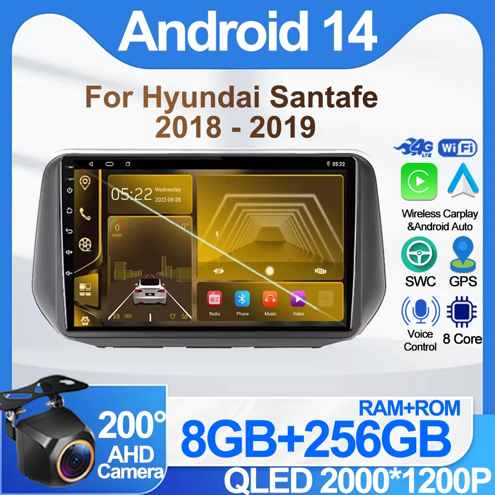 

Car Android For Hyundai Santafe 2018 - 2019 8 Core Android Auto GPS Navigation Vertical Screen Tesla Style Wifi DSP RDS 5G