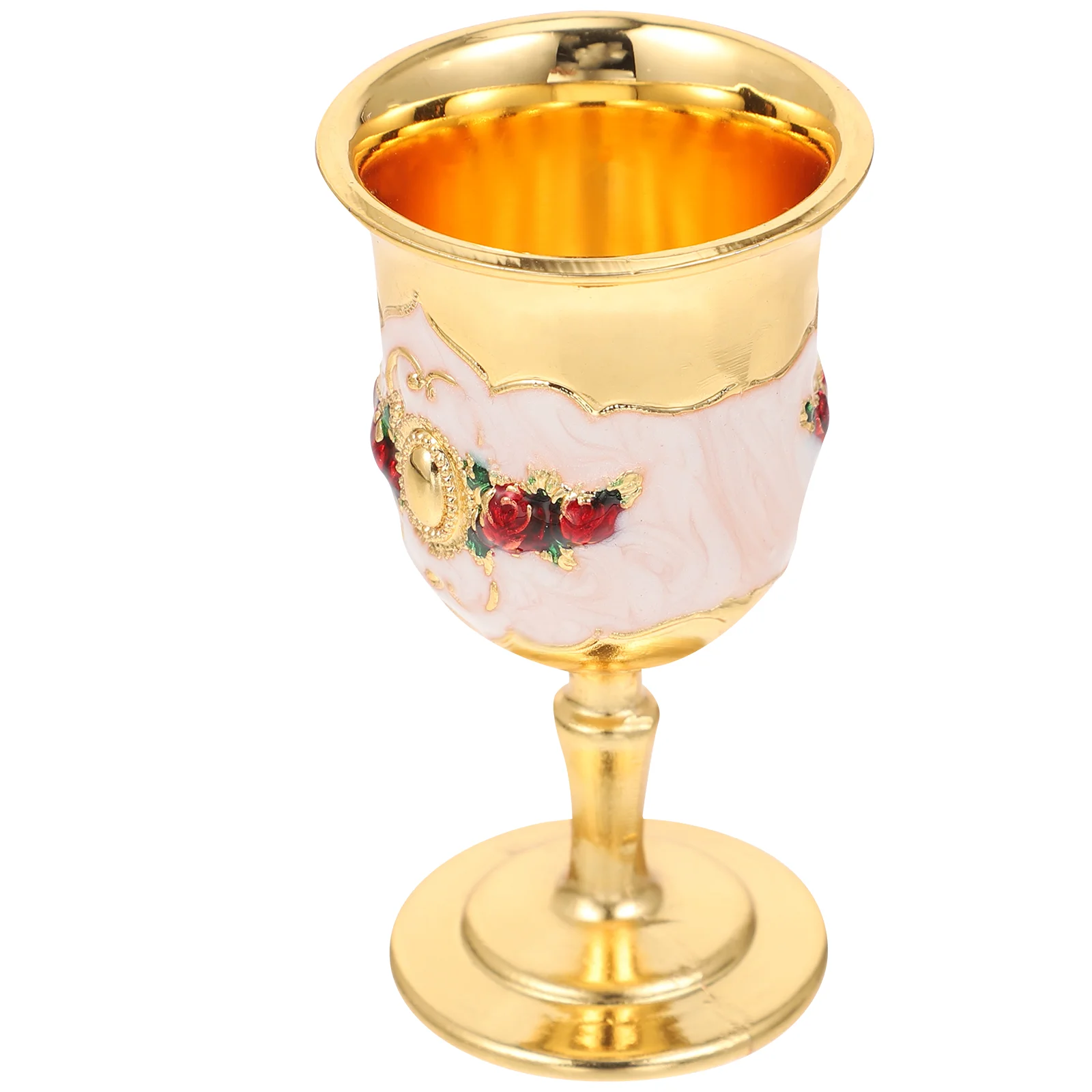 Inlay Style Zinc Alloy Goblet Goblet Carved White Glass Stem-cup Stemware for Home Bar Party (Silver)