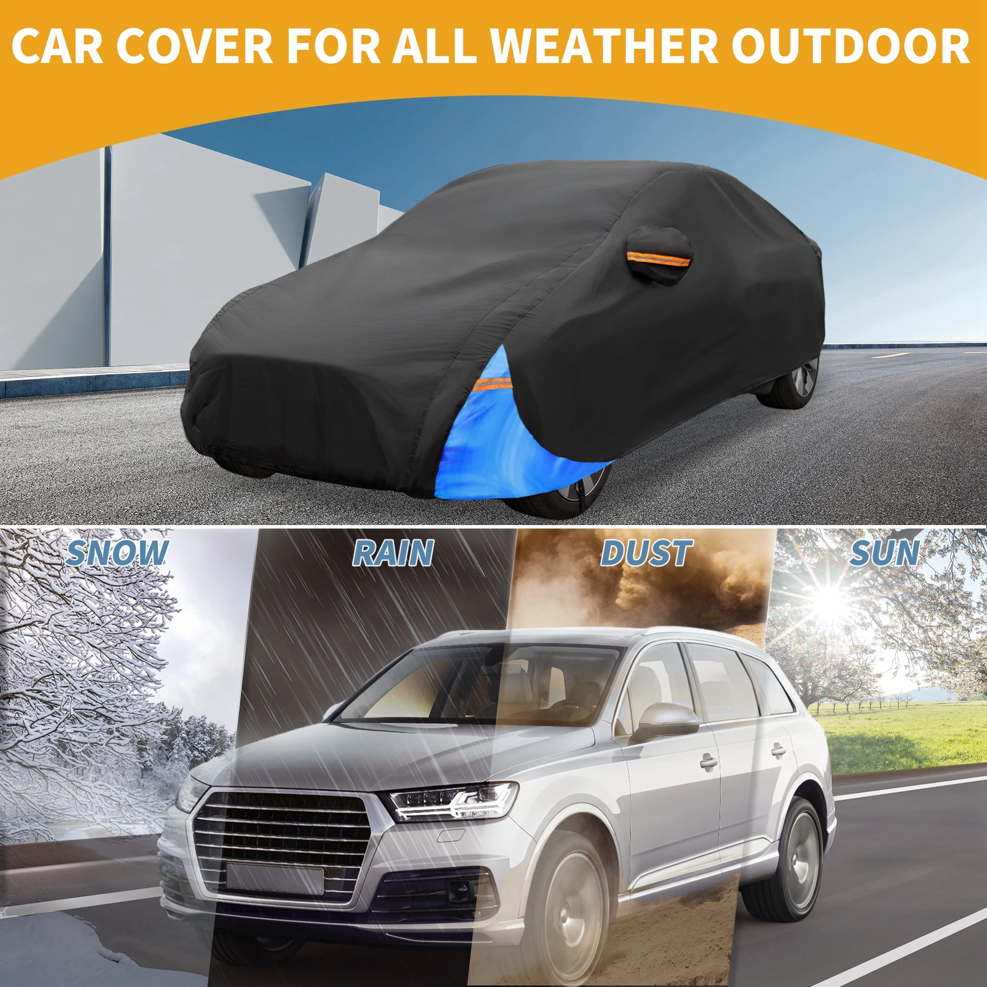 غطاء سيارة Motoforti مقاوم للماء لجميع الأحوال الجوية - حماية خارجية كاملة مقاومة للأشعة فوق البنفسجية لسكودا Enyaq 210D-PU