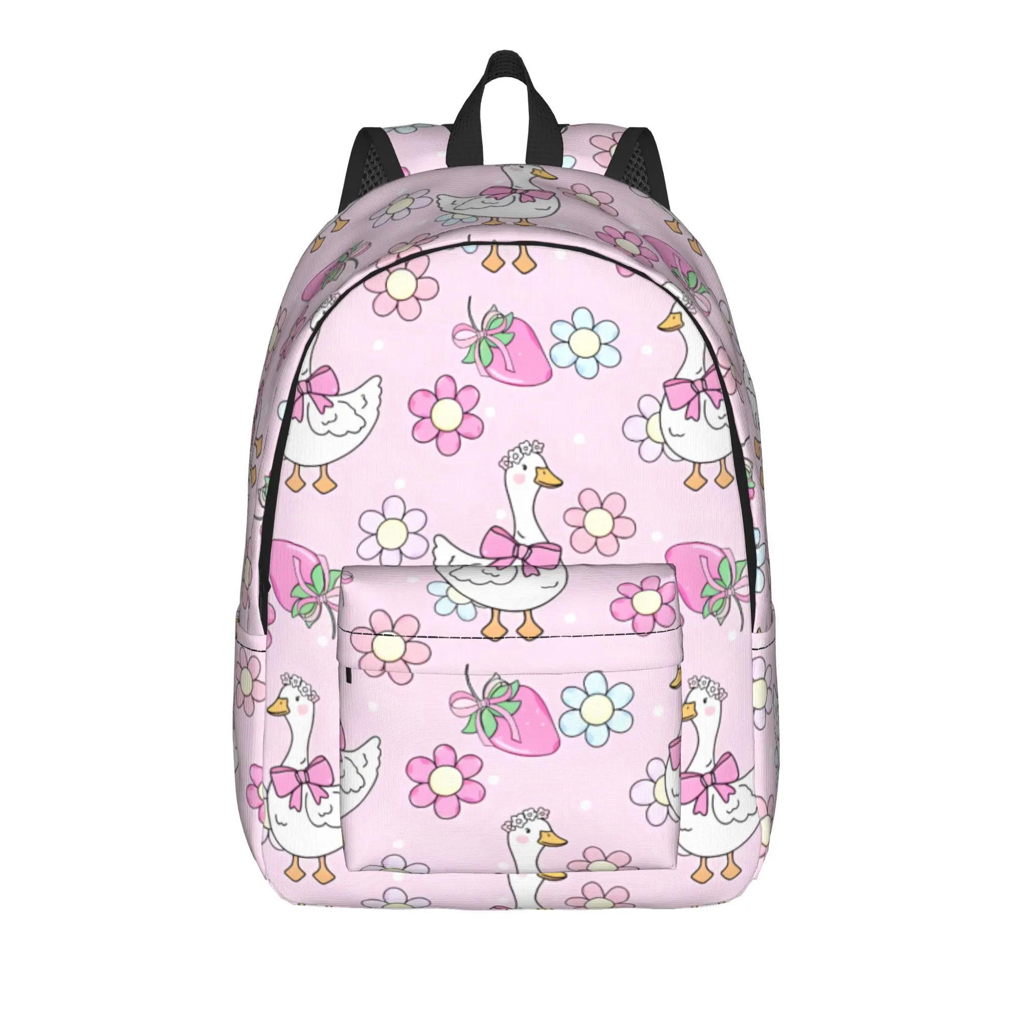 Cute Spring Cottagecore Goose Backpack Boy Girl  Lightweight Backpacks Polyester Style High School Bags College Rucksack