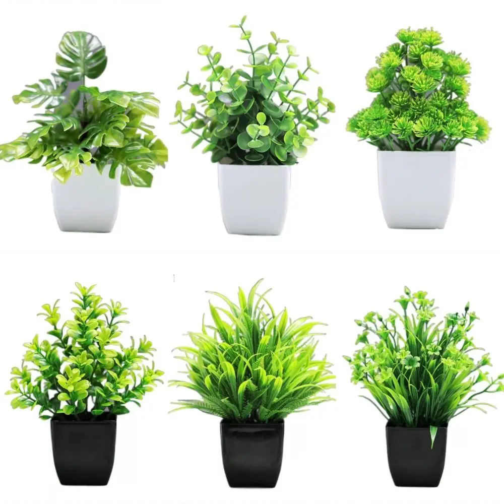 جديد بونساي الاصطناعي بونساي نبات صناعي مع وعاء بوعاء الحلي الاصطناعي الأوكالبتوس بوعاء النبات ديكور للطاولات