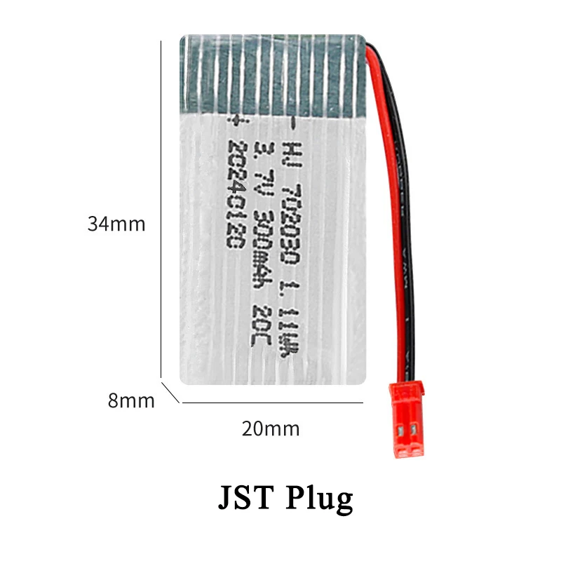 300mAh 20C 3.7V Lipo Battery For X4 H107 H31 KY101 E33C E33 U816A V252 H6C RC Quadcopter Drone Spare Part 702030 Lithium Battery