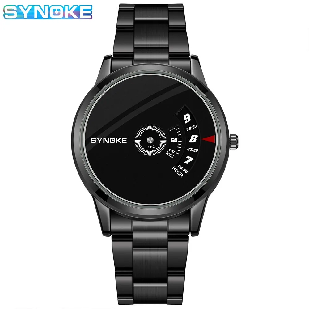 SYNOKE Quartz Watch Men Fashion Sports Waterproof Quartz Watch Student Steel Band Creative Calendar Dial Business