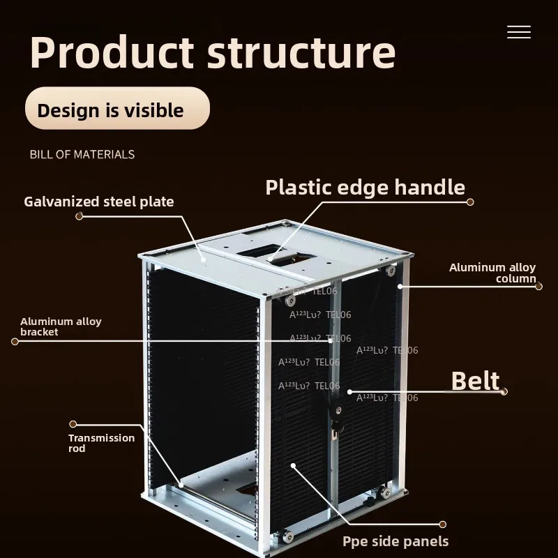 Anti Static SMT Magazine Rack PCB Circuit Board Storage Tray Aluminum Conveyor Belt Adjustment Side Rai