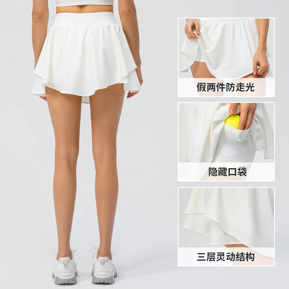 Summer Slim Yoga Shorts New Short Skirts Ultra Short Mini Skirts Gym Exercise Running Fitness Tennis Anti-Light Sports Skirts