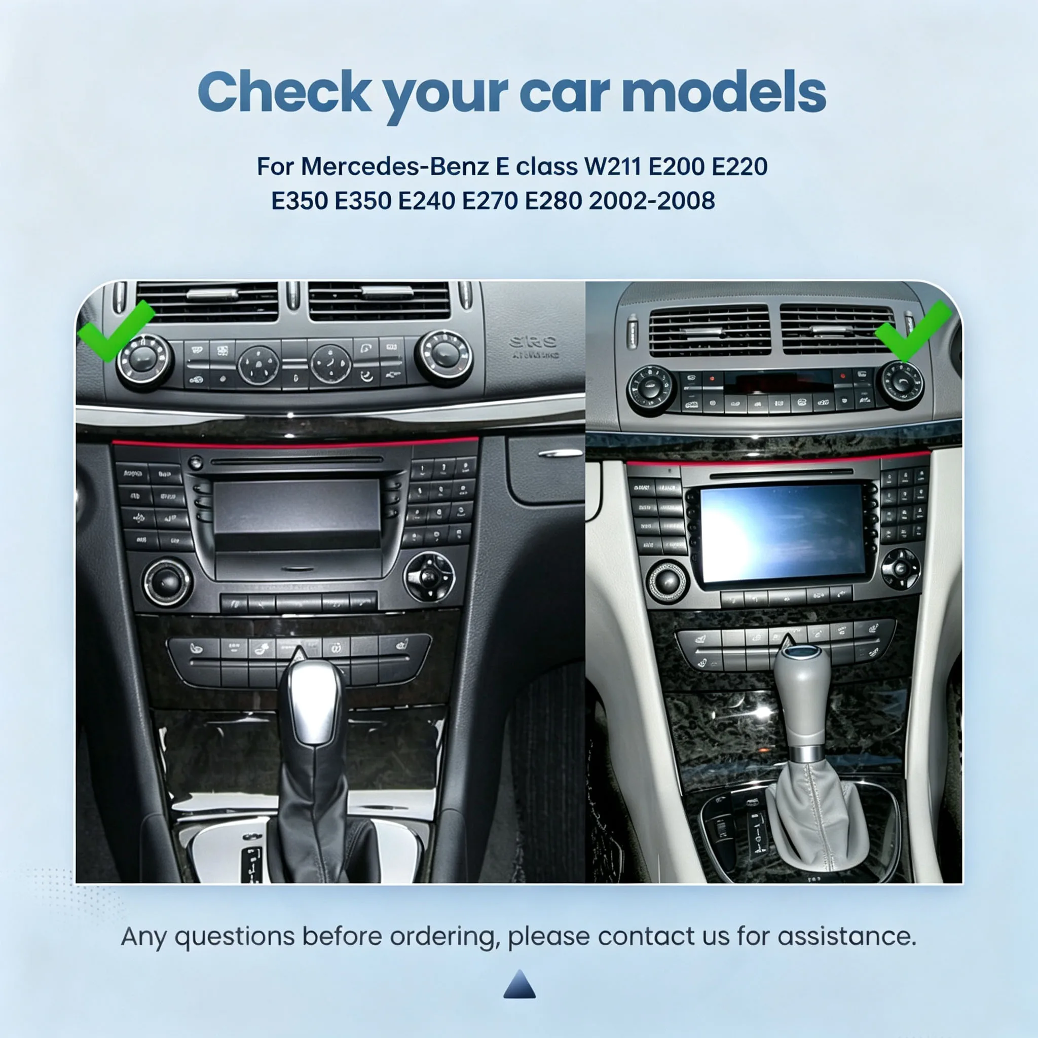 BONROAD, radio para automóvil con pantalla táctil HD, reproductor multimedia, GPS, RDS, DSP, WIFI y conectividad inalámbrica Carplay y Android Auto, compatible con Mercedes Benz Clase E W211, CLK