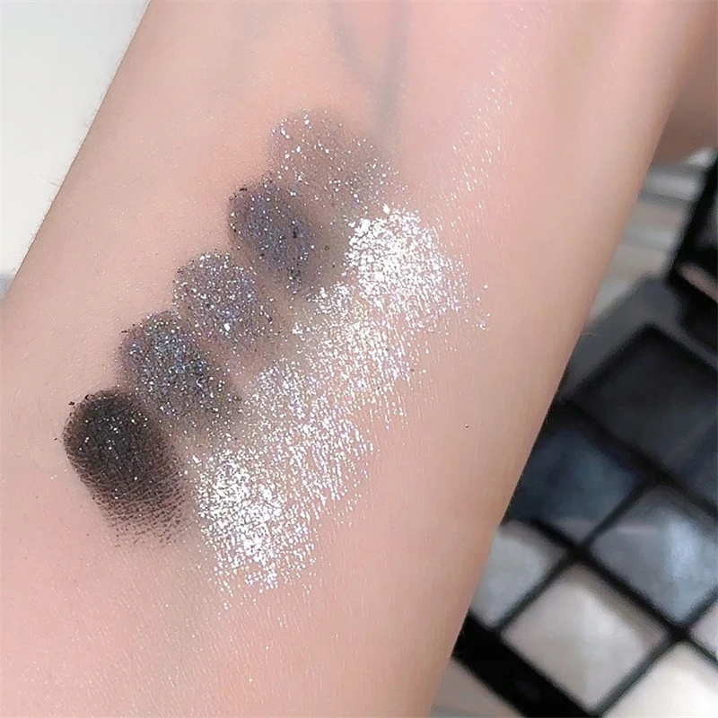 Negen Kleuren Contouren Punk Rokerige Oogschaduw Palet Donker Zwart Geperst Glitter Langdurige Oogschaduw Pallet Vrouwen Cosmetica