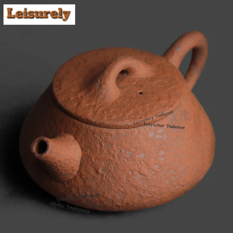 230ml Old Rock Clay Orange Peel Texture Stone Ladle Teapot Vintage Tea Infuser Pot Tea Maker Kettle With Ball Hole Drinkware