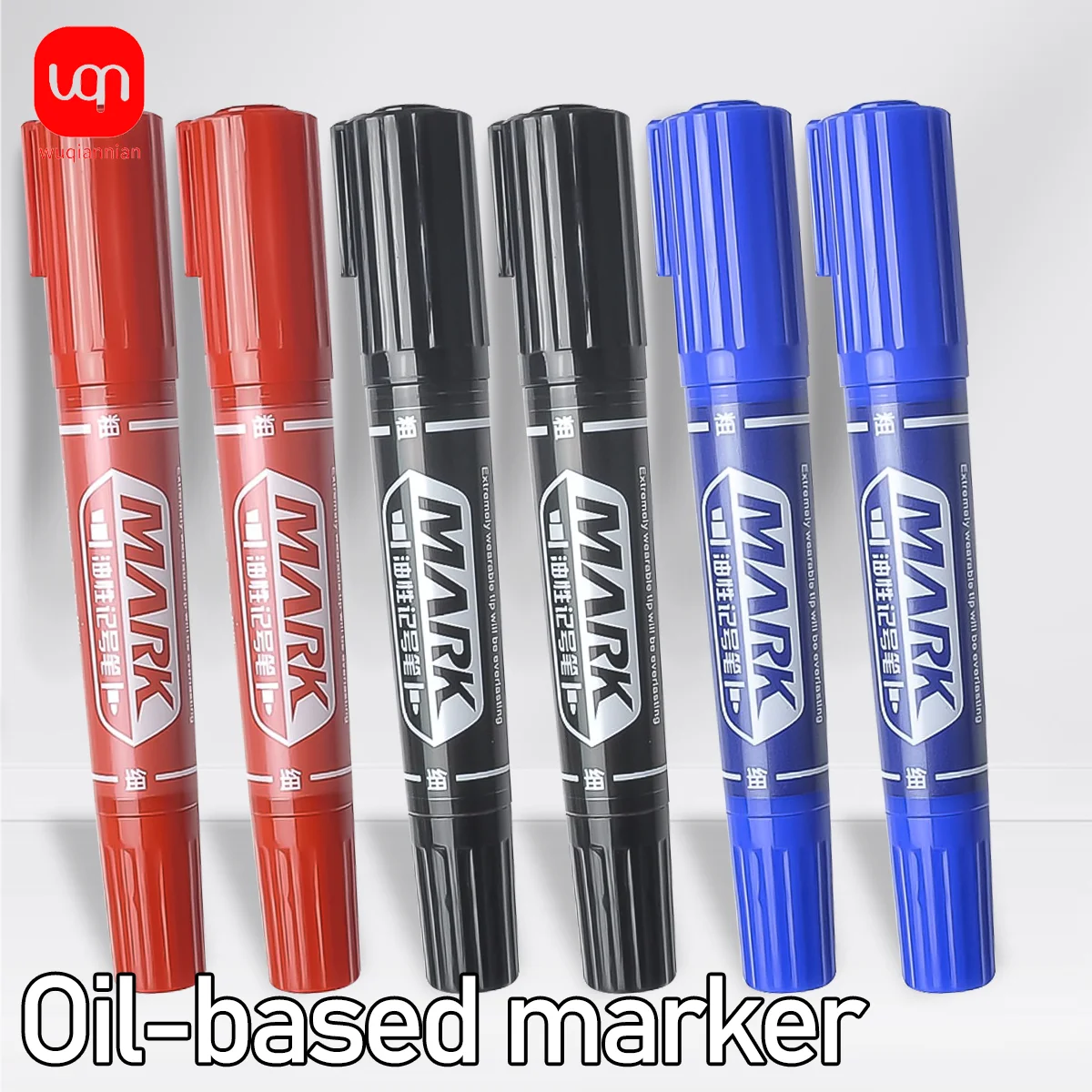 

3/6/12PCS High-Quality Double-Ended Marker Pens, Waterproof, Large Capacity, Black/Red/Blue Ink, Smooth Writing, School Statione