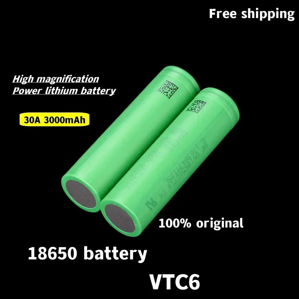 충전식 리튬 이온 배터리 18650, 소니 US18650VTC6 30A 장난감 손전등 도구, VTC6 3.7V 3000mAh