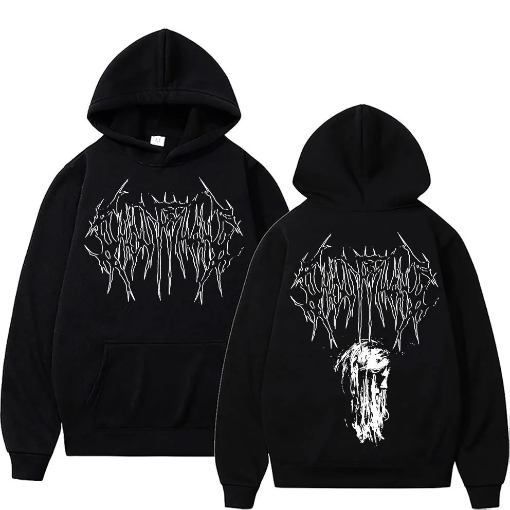 مغني الراب Ghostemane ضغط الرسم 2025 الخريف والشتاء 100% القطن الخالص الطباعة هوديي الرجال موضة رسالة الرسم Harajuku