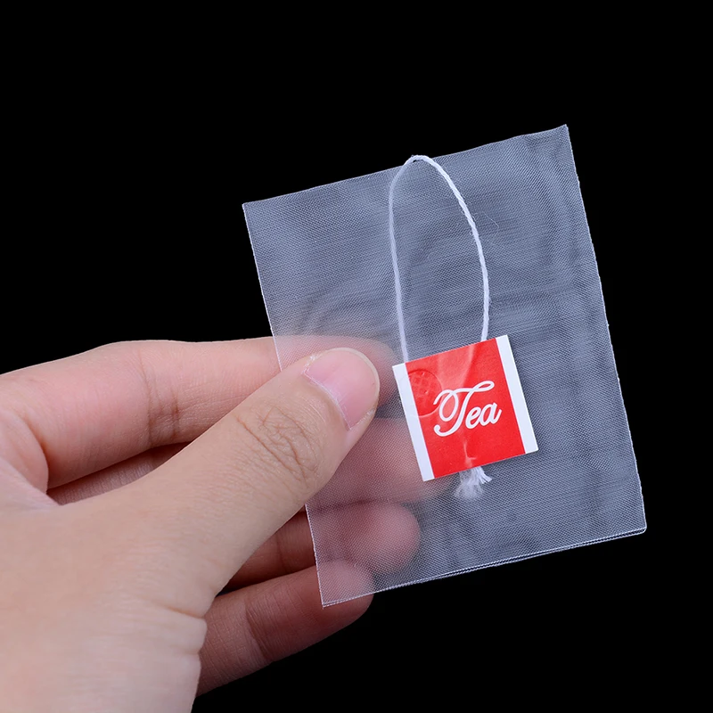 100 قطعة أكياس شاي نايلون فارغة مصفاة شاي جديدة عشب التوابل مصفاة كيس شاي