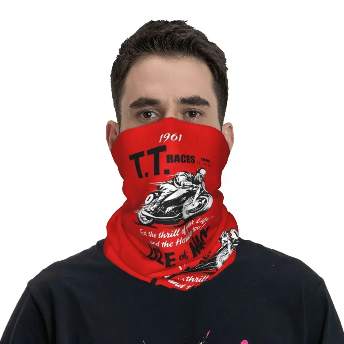 Masque de cou imprimé de l'île de Man TT, bandana de moto, écharpe, bandeau de sauna multi-usage, sports de plein air, hommes, femmes, adultes, lavable