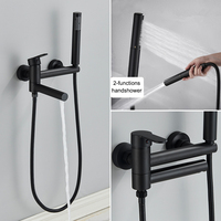 POIQIHY Black Bathtub Faucet In Wall Rotating Spout Bathroom Tub Mixer Tap Single Handle multifunction Handshower Shower System