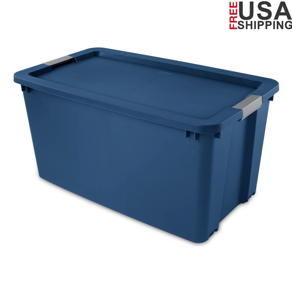 

Extra Large 45 Gallon Plastic Storage Bin with Latch Lid Wheels Stackable Portable Container Garage Basement Attic Organizing