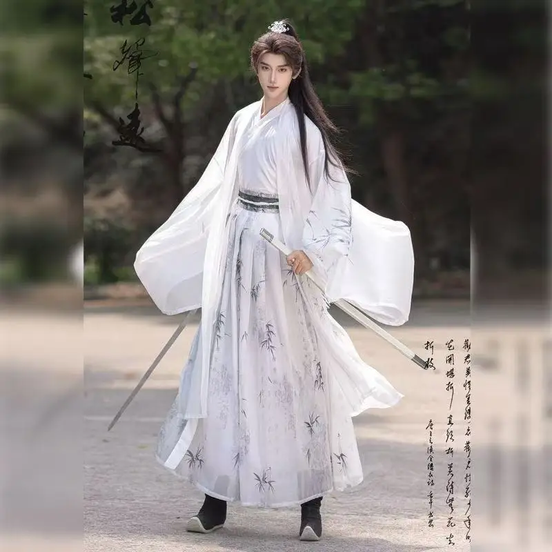 أزياء هانفو التقليدية للزوجين بتصميم ووشيا القتالي للرجال والنساء، طراز ويجين المطبوع بأكمام واسعة، مناسبة للكرنفالات وعروض المسرح وأزياء الكوسبلاي