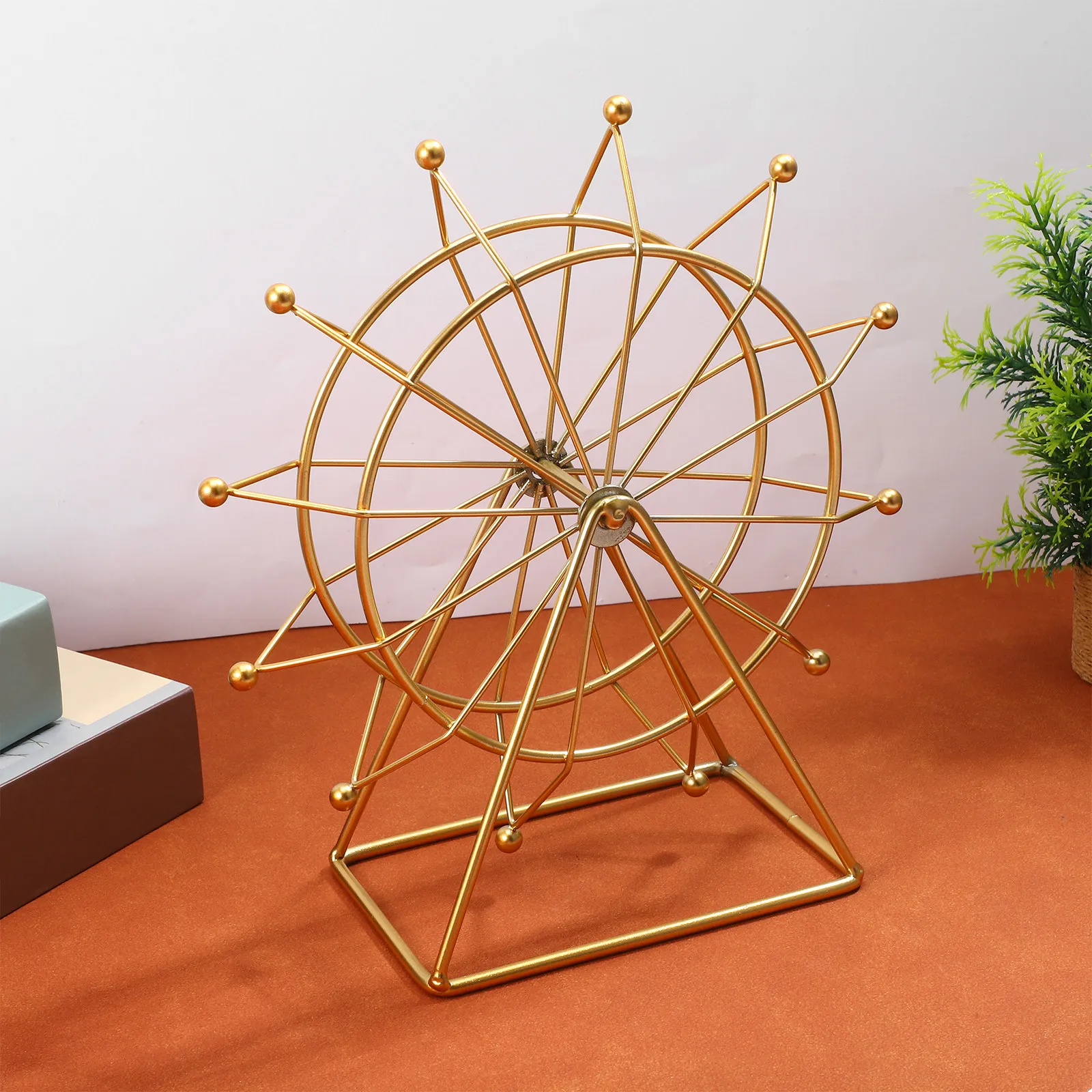 Iron Ferris Wheel Home Decor Golden Smooth Surface Solid Structure Decorative Accent for Living Room Desk Shelf Tabletop