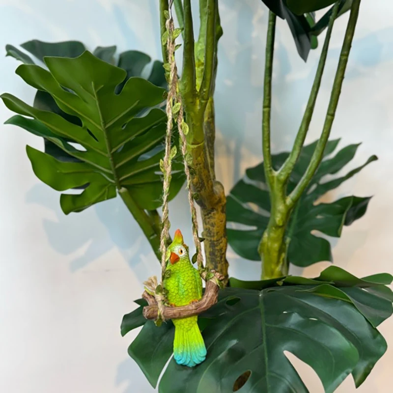 

Resin Parrot Swing Figurine Ornaments,Hanging Garden Decor,Outdoor Bird Statue for Patio,Lawn, Gardens,Flowerbed,Gardening Gift