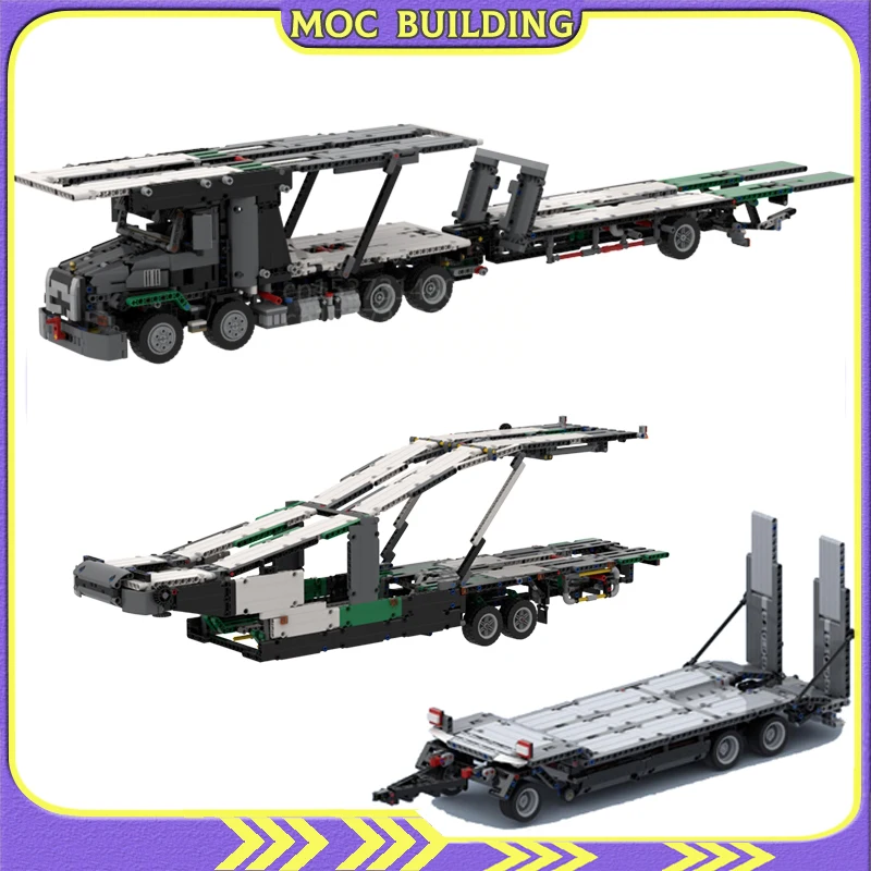 Flatbed Trailer Transporter Display Model MOC Building Blocks DIY Assembly Bricks Toys Gift