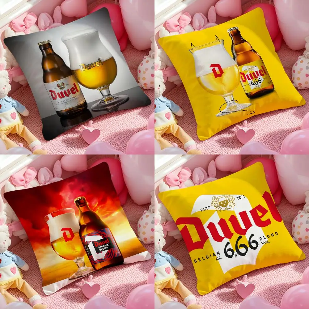 Cool Protective D-Duvel Beer Cushion Cover Anti-dustmite Pillowcase Invisible zipper silky short plush Sofa cushion cover