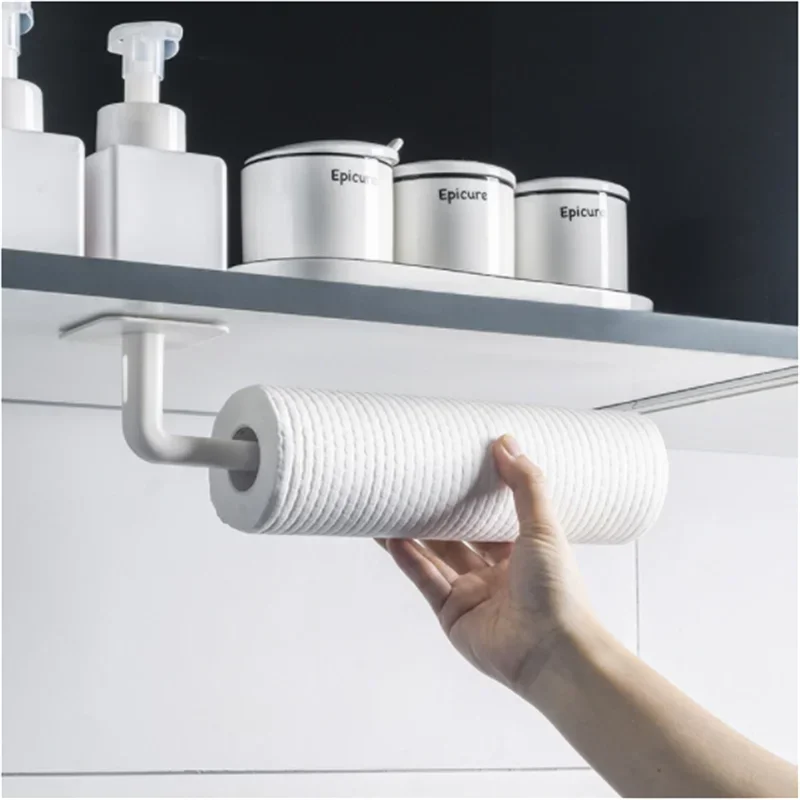 1/2pcs Toilet Paper Hold Tissue Hanger Storage Rack Kitchen Self-adhesive Accessories Under Cabinet Paper Roll Rack Towel Holder