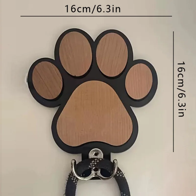 Dog Leash Hanger Wall Hook Wooden Paw Print Holder Coats Collars Claw Design Gift For Dog Lovers Home Decor Pet Accessories - view 6