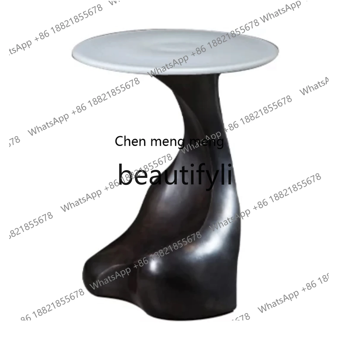 X Modern fiberglass special-shaped electroplated marble sofa edge, living room corner