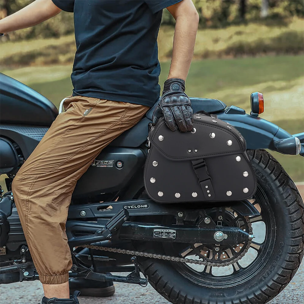 A Pair Of Black Motorcycle Bags, Saddle Bags, Suitable For The Side Pockets Of Benda Harley Prince Electric Vehicles