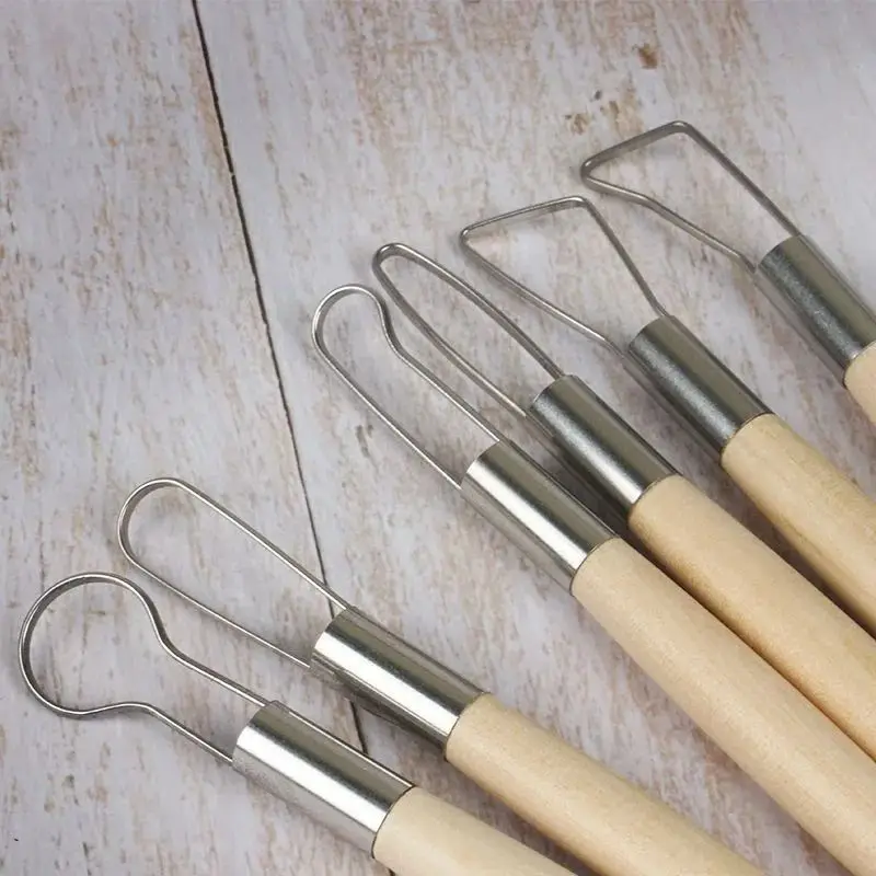 6 Pcs Steel Hoop Molds Scraper for Polymer Clay Geometric Pattern Carving Tool Soft Clay Serrated Cutter Sculpting Ceramic Stamp