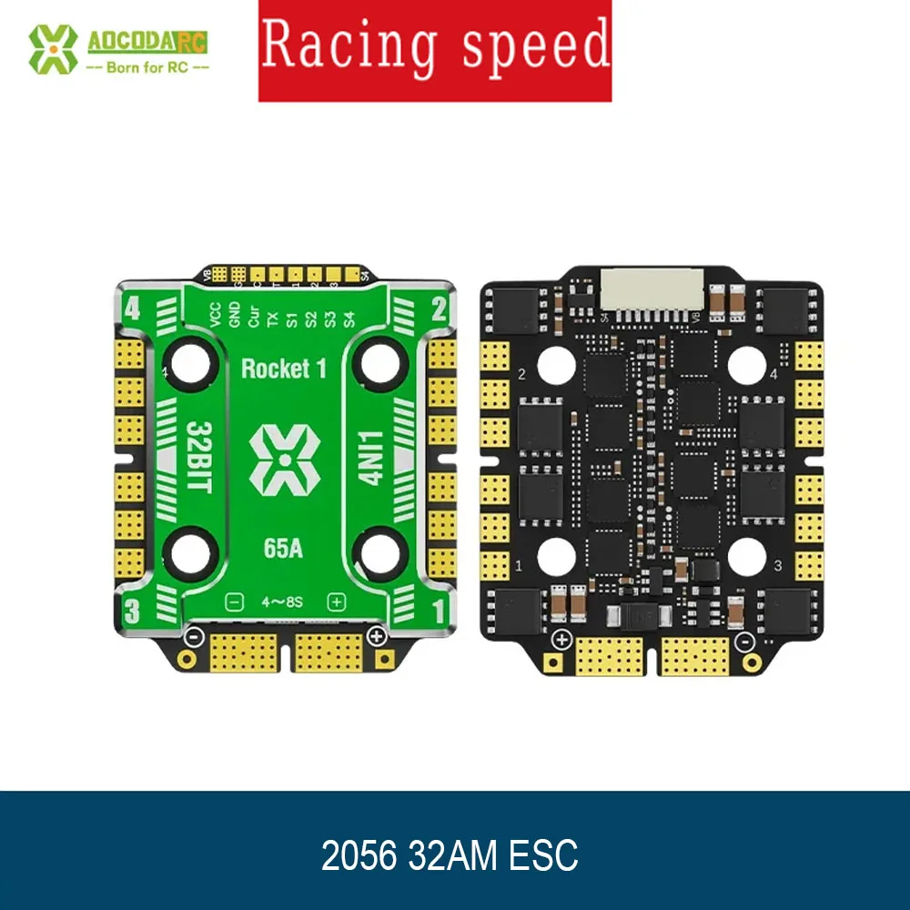 

Aocoda-RC 2065 AM32 32 бит 65A 4-в-1 ESC 4-8S 20X20 мм встроенный амперметр DSHOT150/300/600/1200/MultiShotOneShot/PWM для дрона