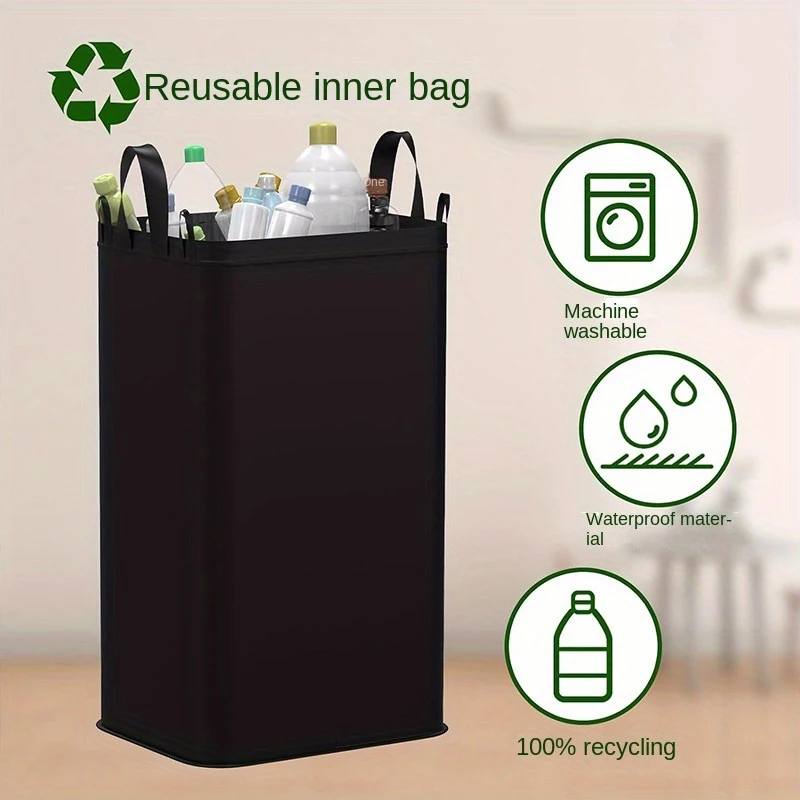 1 Set Kitchen Recycling Bin & Storage Bags, Kitchen Recycle Bin,100L Large Capacity Bottle Recycle Bin With Removable Tote Bags