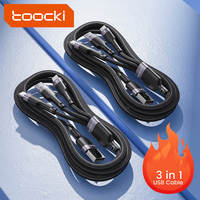 Toocki 3-in-1 USB Charging Cable Micro USB Type-C Cable for iPhone 14 13 for Samsung Huawei Xiaomi Mobile Phones Data Cords