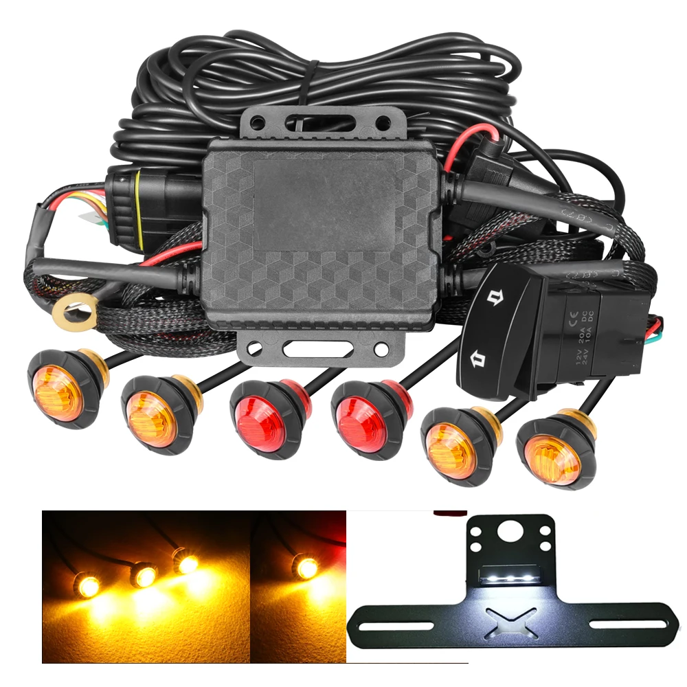 

UTV License Plate Holder with Light, Universal Lighted License Plate Mount Bracket, UTV Turn Signal Street Legal Kit Plug & Play