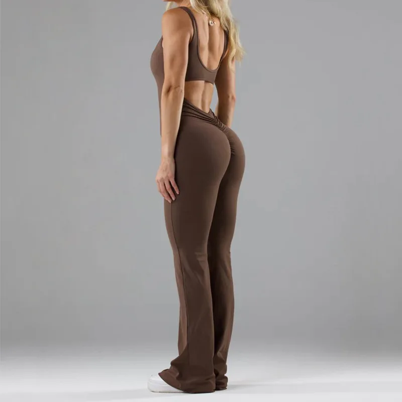 Women's Slim-Fit Bodysuit 2024 Skintight Backless Yoga Bodysuit Casual Cutout Seamless Sports Bodysuit Women Trending Clothing